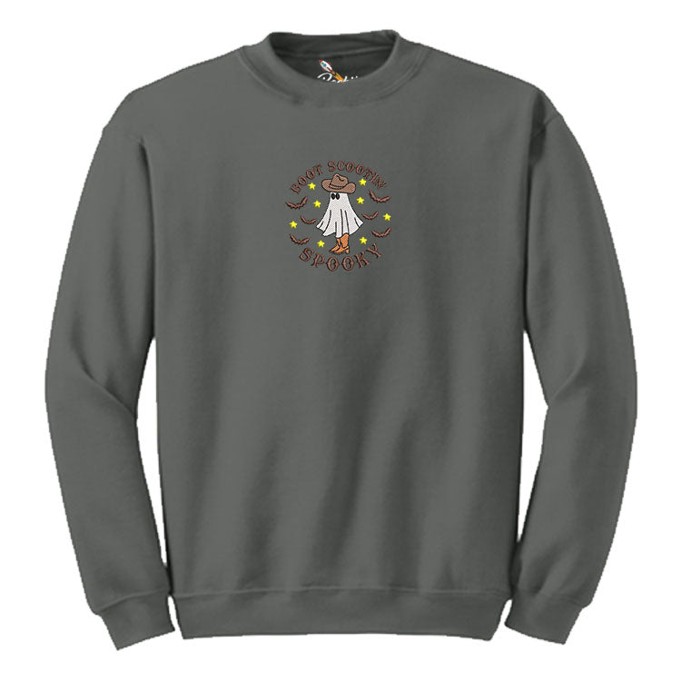 Cute Spooky Ghost with Boots and Hat Embroidered  Sweatshirt
