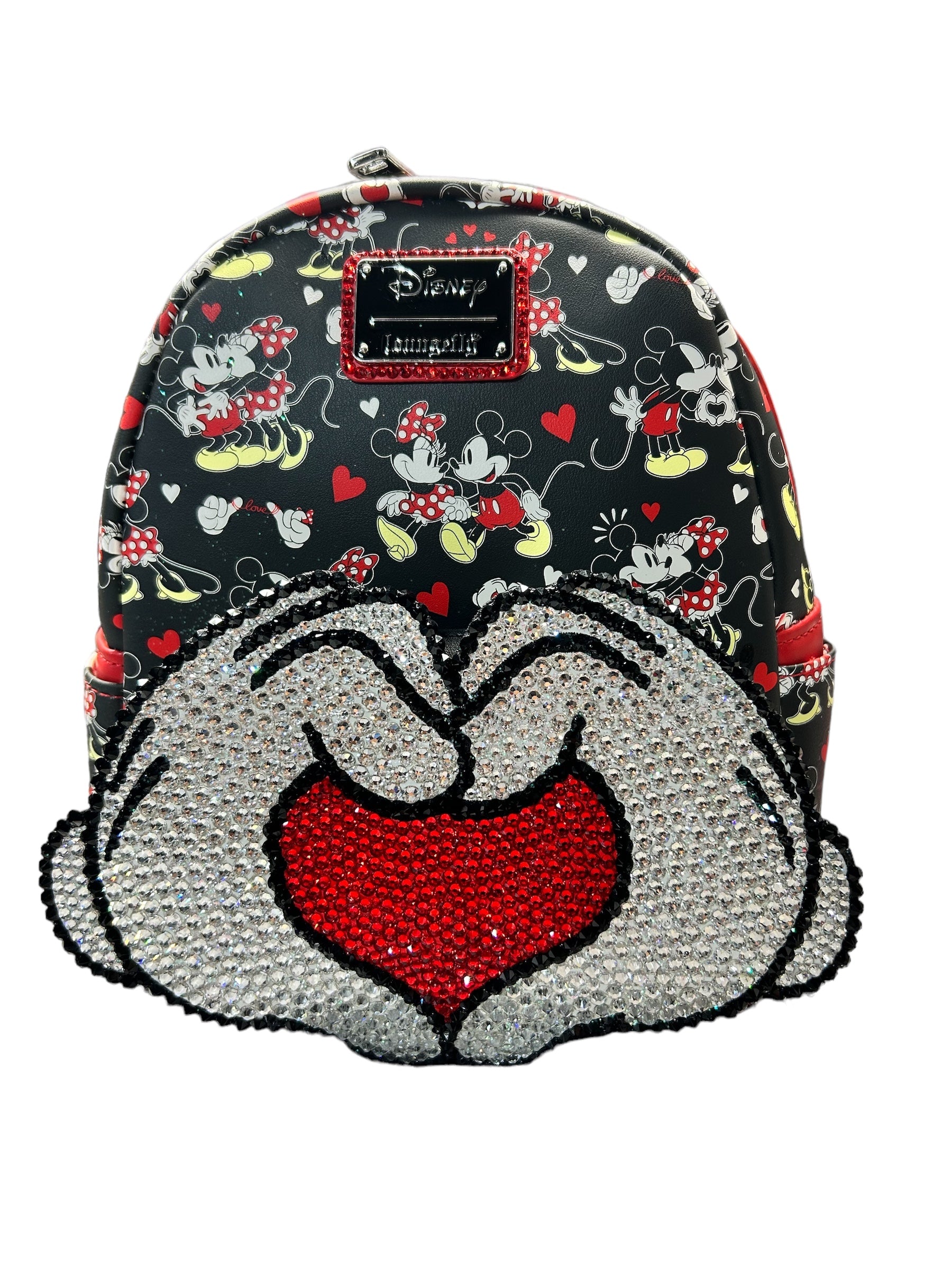 Loungefly Bling MickeyMinnie Heart Hands Backpack