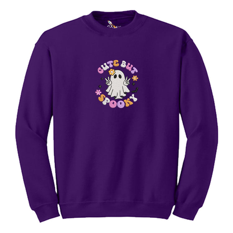 Spooky  But Cute Embroidered  Sweatshirt