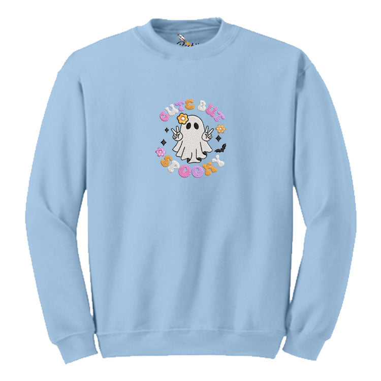Spooky  But Cute Embroidered  Sweatshirt