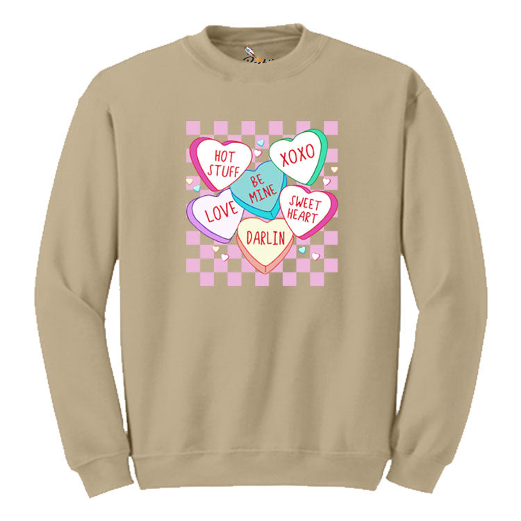 Checkers Sweethearts  Words Graphic Sweatshirt