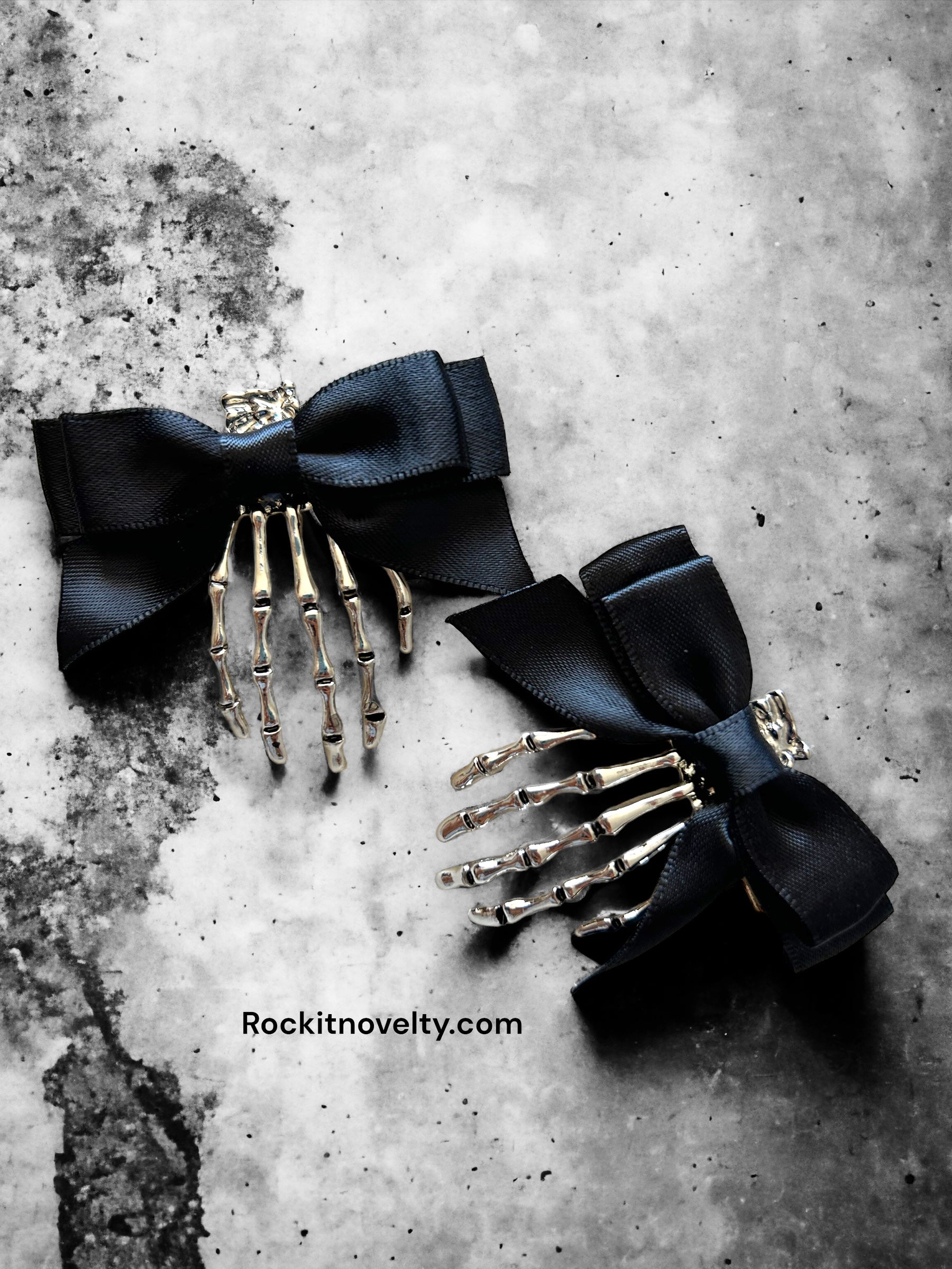 Skeleton Hands Hair Clips with Bow
