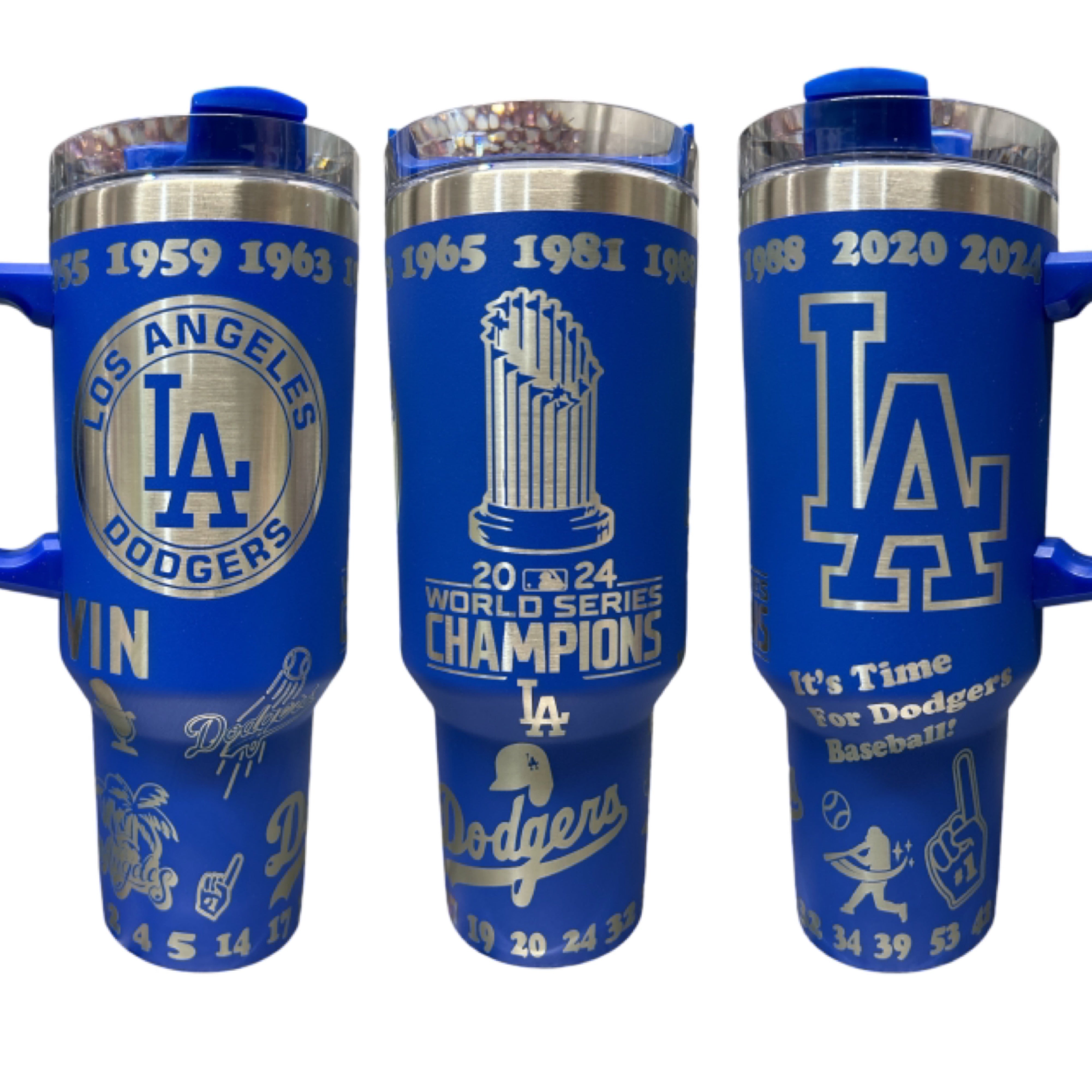 Los Ángeles Dodgers 2024 Champions 40oz Leaser Engraved Tumbler.