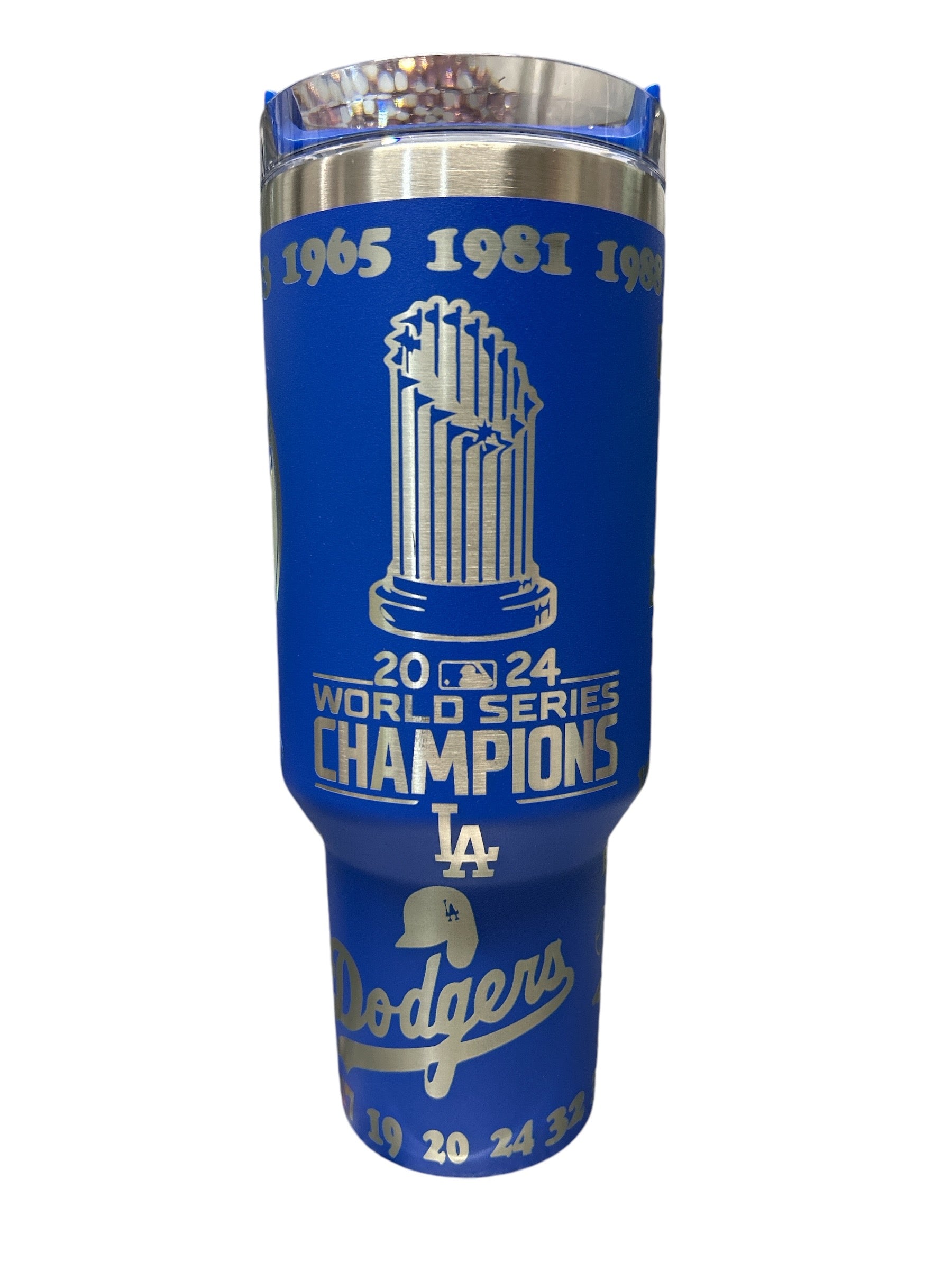 Los Ángeles Dodgers 2024 Champions 40oz Leaser Engraved Tumbler.