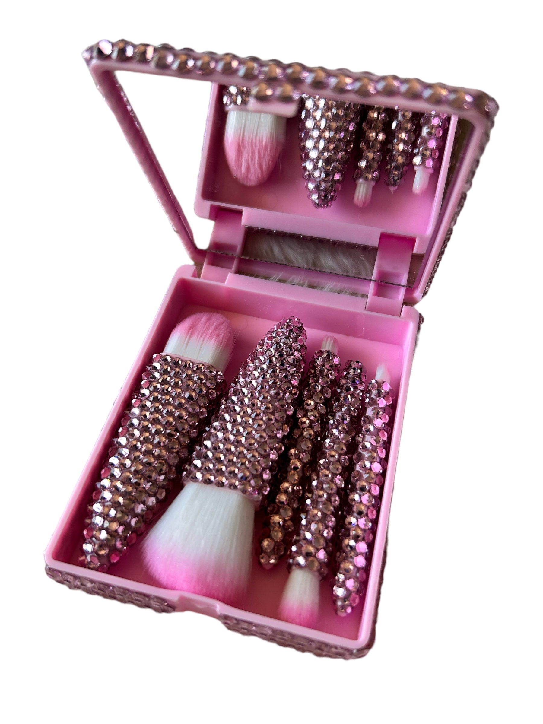 Fully Bling Mini Travel Makeup Brush Set with Mirror