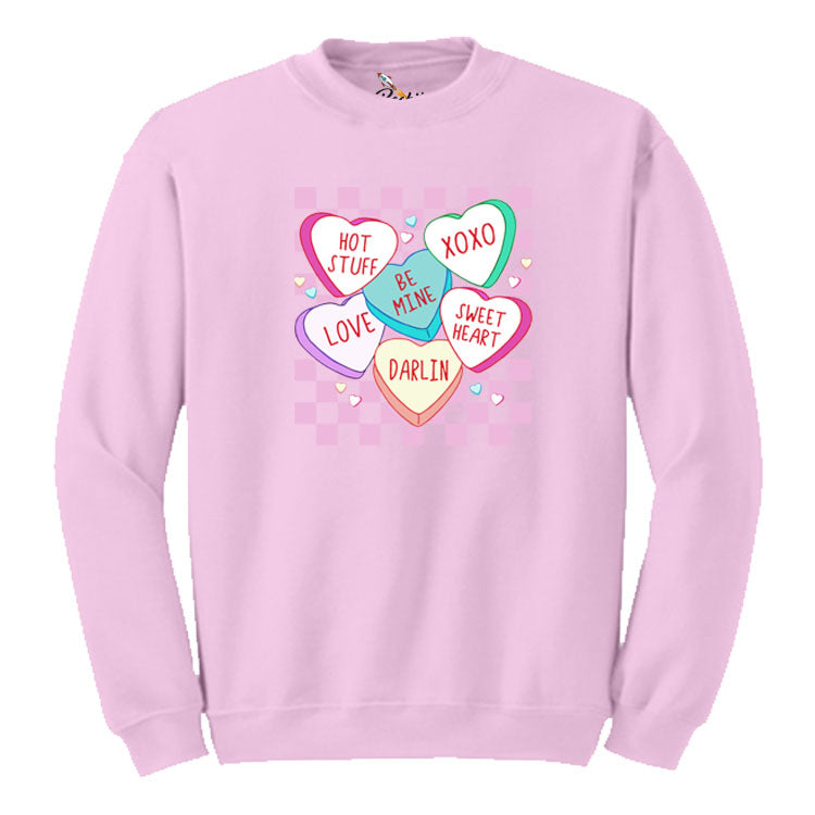 Checkers Sweethearts  Words Graphic Sweatshirt