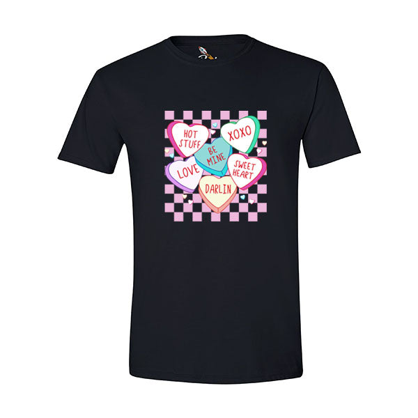 Valentines Day Checkers Hearts Graphic Tee
