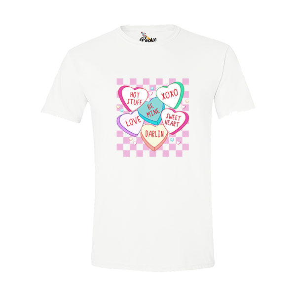 Valentines Day Checkers Hearts Graphic Tee